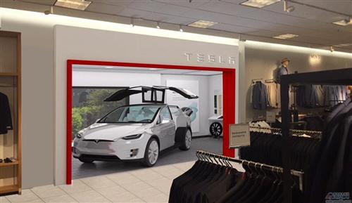 特斯拉加州购物中心设展厅 Model X试驾展示