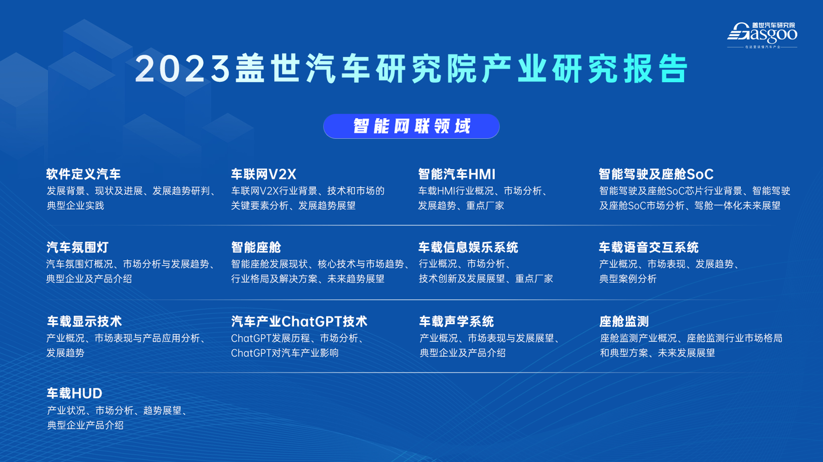 聚焦热门领域，洞察未来趋势 | 盖世汽车研究院产业报告