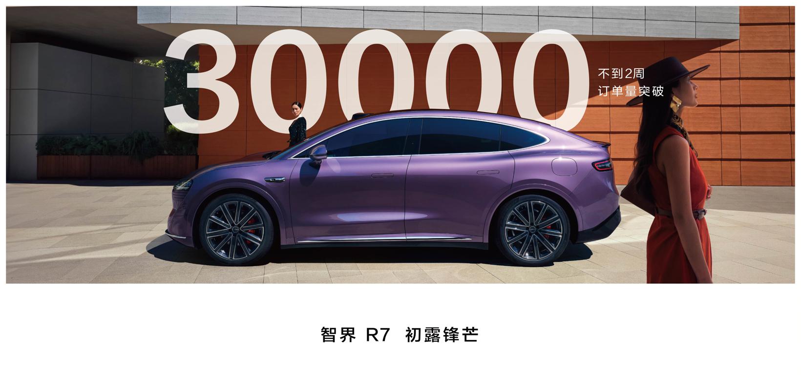 智界R7两周预订量突破30000台