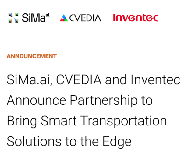 SiMa.ai、CVEDIA和英业达宣布合作 将智能交通解决方案推向边缘