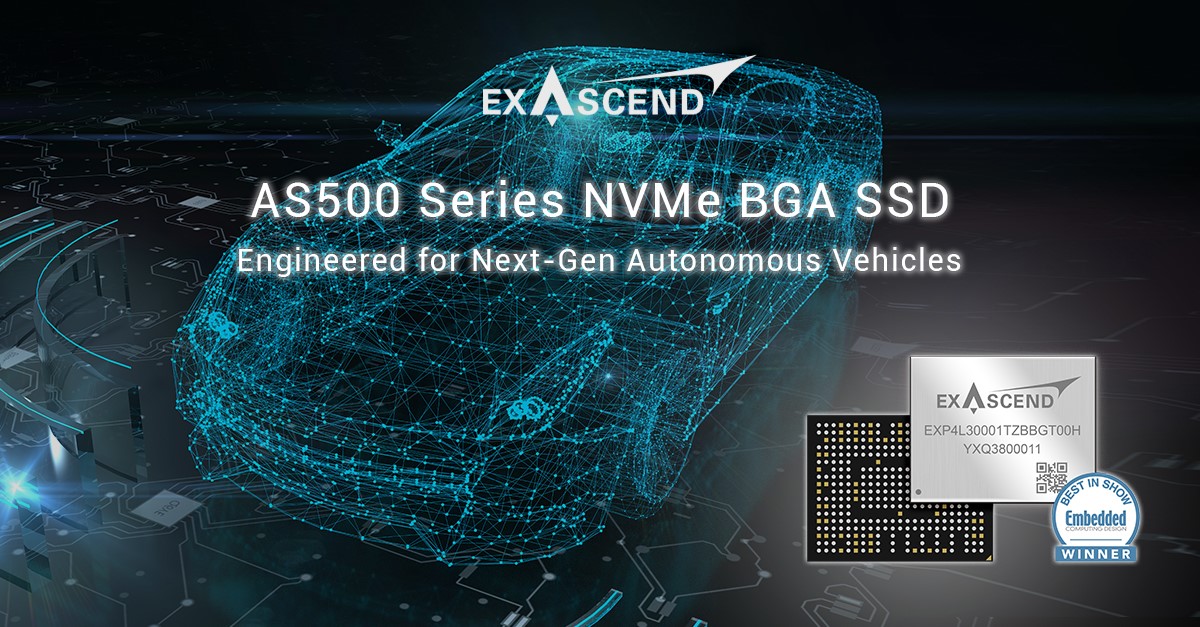 Exascend为下一代自动驾驶汽车推出AS500 BGA固态硬盘