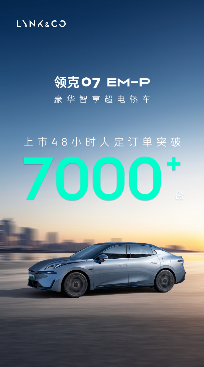 领克07 EM-P上市48小时，大定订单突破7000台