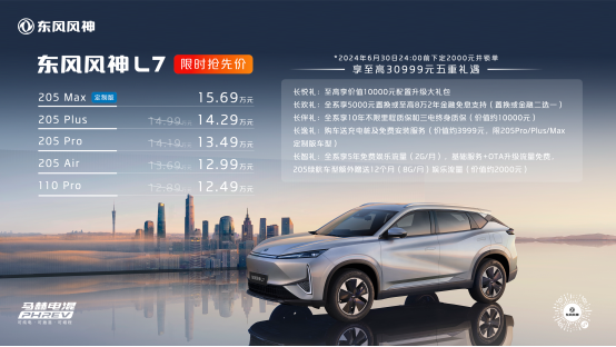 东风风神L7卷完技术卷续航，205km纯电续航售价下探至12万级