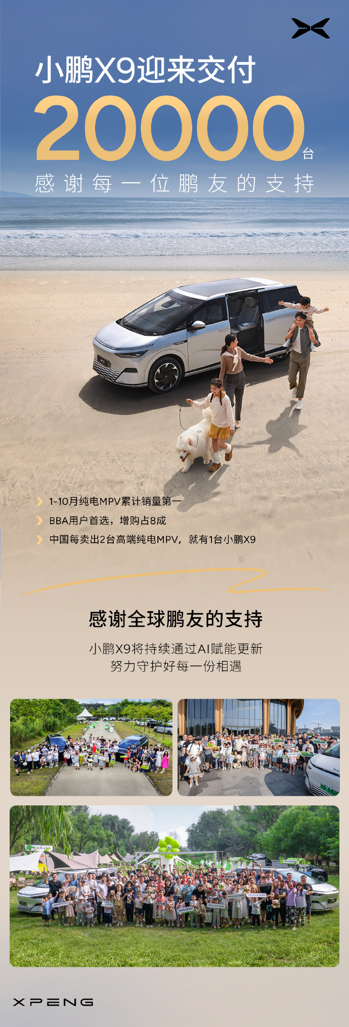 小鹏X9迎来第2万台交付