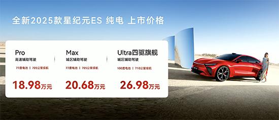 续航超700km 新款星途星纪元ES纯电版上市